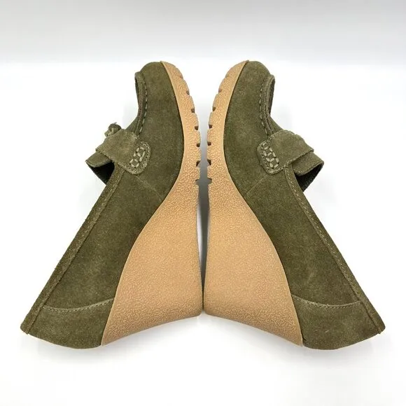 MIA Size 8.5 Brigitta Green Suede Leather Wedges Heels Pumps Loafers Shoes