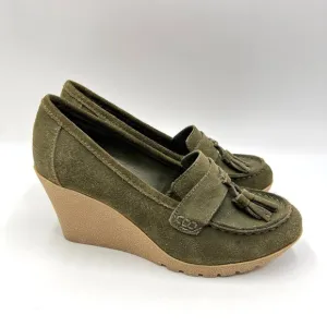 MIA Size 8.5 Brigitta Green Suede Leather Wedges Heels Pumps Loafers Shoes