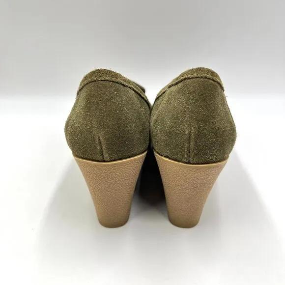 MIA Size 8.5 Brigitta Green Suede Leather Wedges Heels Pumps Loafers Shoes