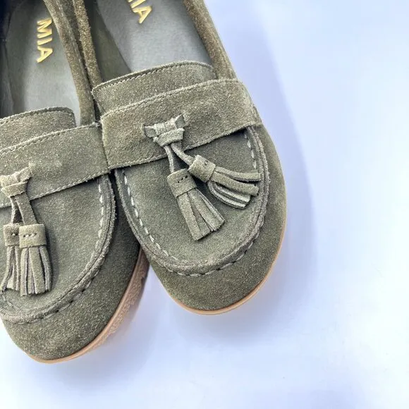 MIA Size 8.5 Brigitta Green Suede Leather Wedges Heels Pumps Loafers Shoes