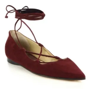 Michael Kors Collection Kallie Suede Flats in Wine Size EU 39.5 = US 9.5 New!