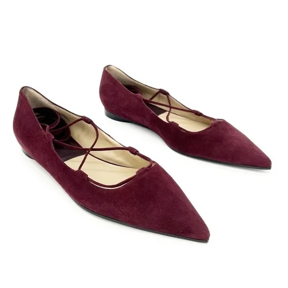 Michael Kors Collection Kallie Suede Flats in Wine Size EU 39.5 = US 9.5 New!