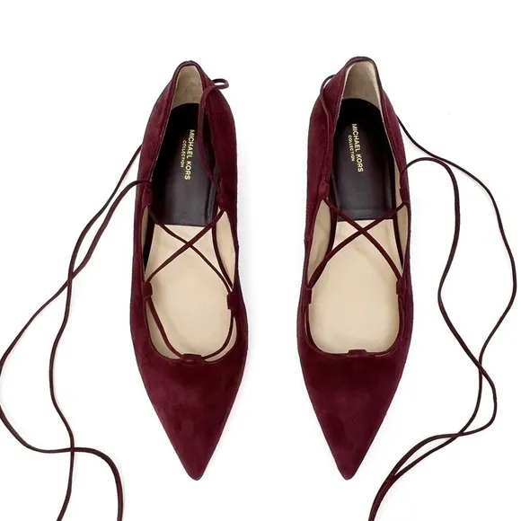 Michael Kors Collection Kallie Suede Flats in Wine Size EU 39.5 = US 9.5 New!