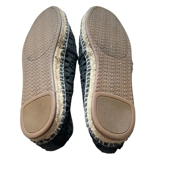 Michael Kors Darci Slip On Black Eyelet Cotton Canvas Espadrilles Rope Summer