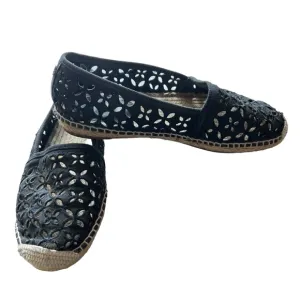 Michael Kors Darci Slip On Black Eyelet Cotton Canvas Espadrilles Rope Summer