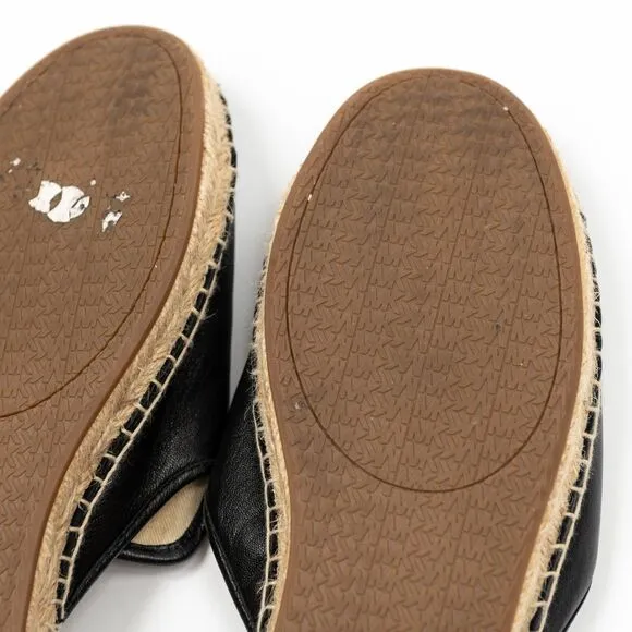 Michael Kors Emilia Espadrille flat black leather sandals size 7