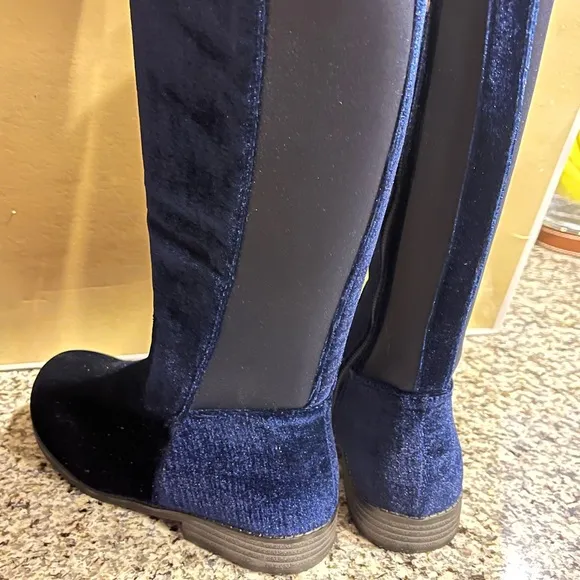 Michael Kors Emma Lily velour boots new navy blue Girls Toddlers Size 7