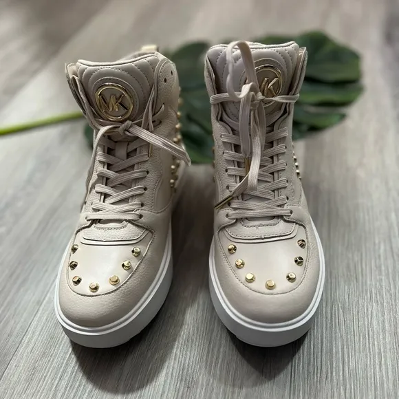 Michael Kors Emmett Stripe High-Top Sneakers (Light Cream) ✨brand new✨