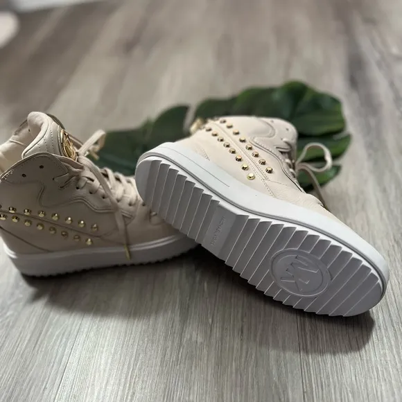 Michael Kors Emmett Stripe High-Top Sneakers (Light Cream) ✨brand new✨