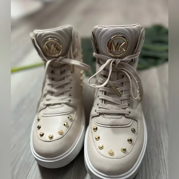Michael Kors Emmett Stripe High-Top Sneakers (Light Cream) ✨brand new✨