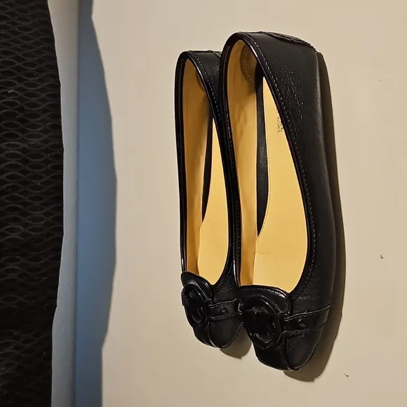 Michael Kors Leather Ballet Flats Black MK black logo Sz 7.5