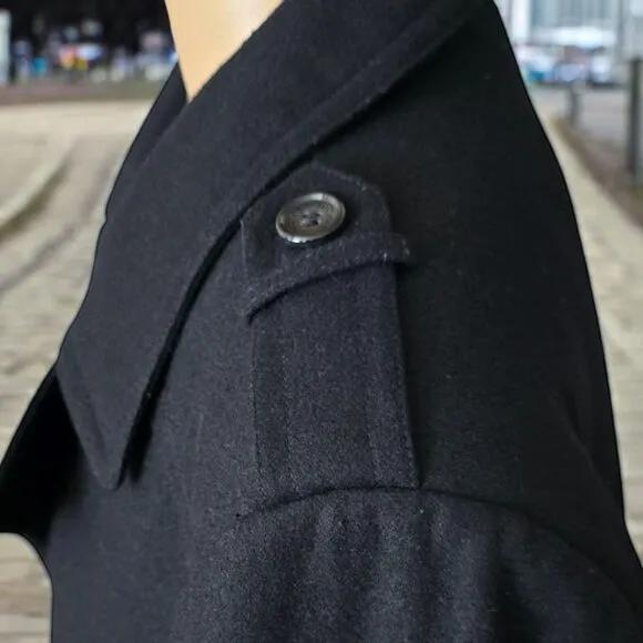 MICHAEL KORS XL MONROE SCARF COAT Black Wool Blend Insulated Pea Coat