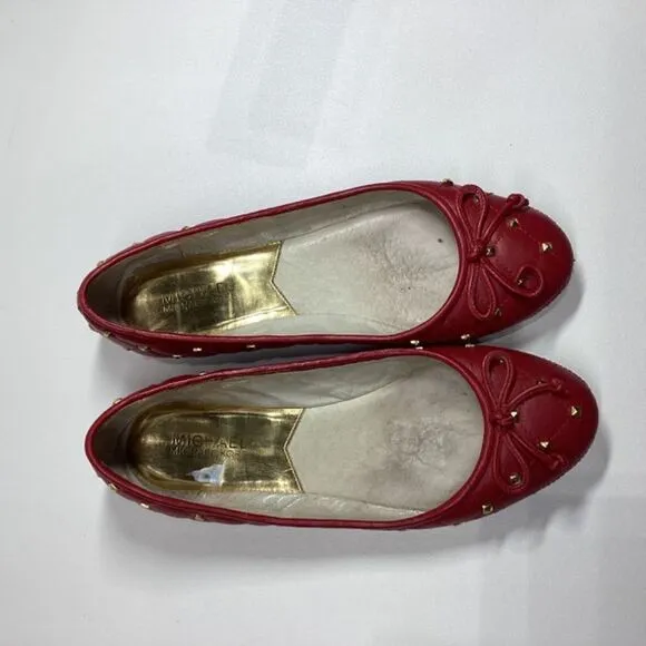 Michael Michael Kors studded bow leather gold black ballet flats