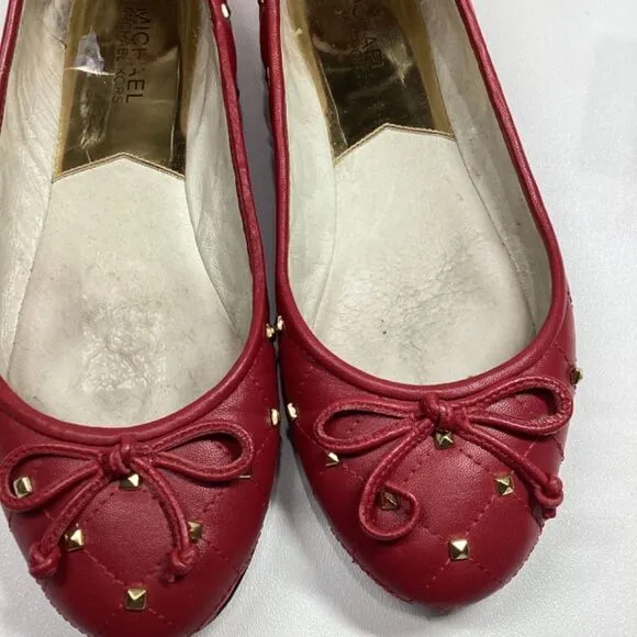 Michael Michael Kors studded bow leather gold black ballet flats