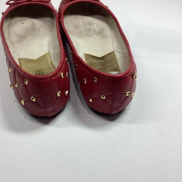 Michael Michael Kors studded bow leather gold black ballet flats