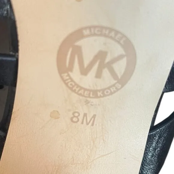 MICHAEL MICHAEL KORS Winston Black Leather Strappy Buckle Sandals Women’s Size 8