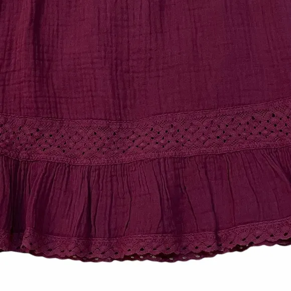 Michael Stars Double Gauze Peasant Skirt with Chic Lace Trim
