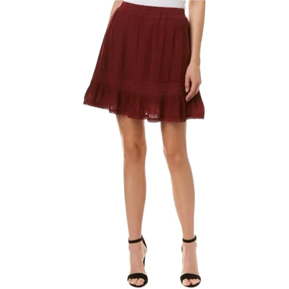 Michael Stars Double Gauze Peasant Skirt with Chic Lace Trim
