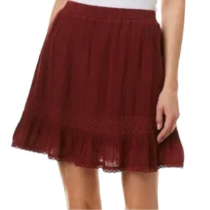 Michael Stars Double Gauze Peasant Skirt with Chic Lace Trim