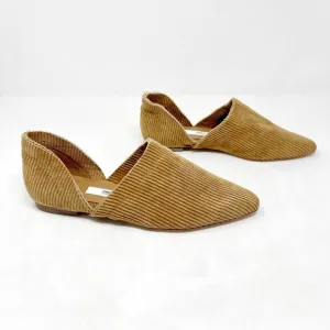 [Miista London] Tan Corduroy Pointed Toe D'Orsay Flats NEW Size 38 US 7.5
