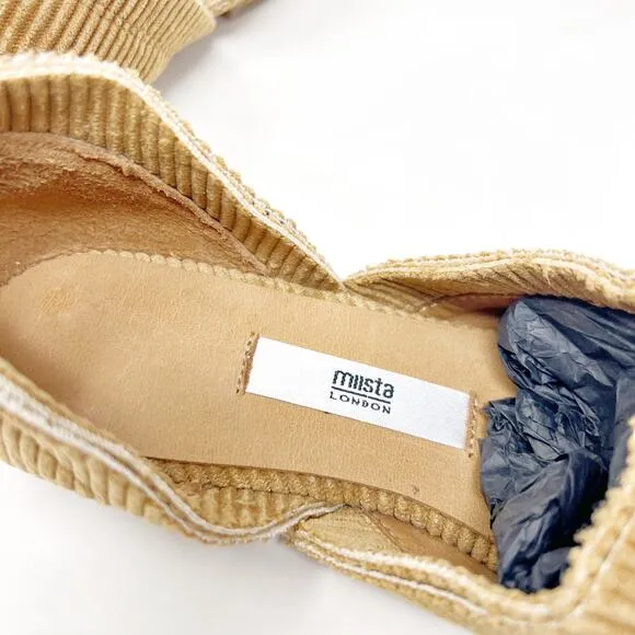 [Miista London] Tan Corduroy Pointed Toe D'Orsay Flats NEW Size 38 US 7.5