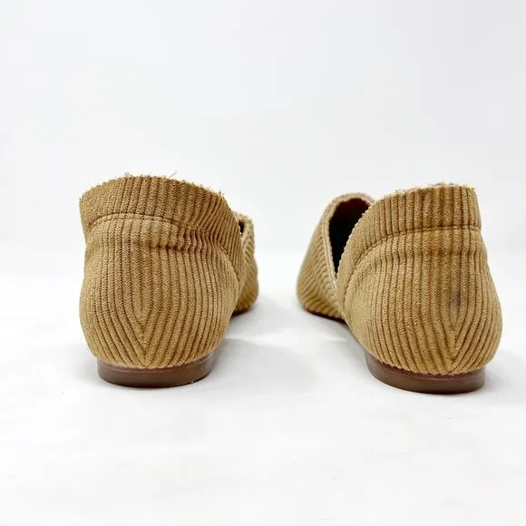 [Miista London] Tan Corduroy Pointed Toe D'Orsay Flats NEW Size 38 US 7.5