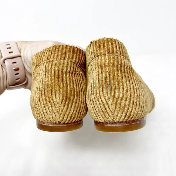 [Miista London] Tan Corduroy Pointed Toe D'Orsay Flats NEW Size 38 US 7.5