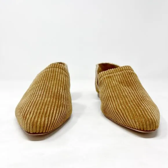[Miista London] Tan Corduroy Pointed Toe D'Orsay Flats NEW Size 38 US 7.5
