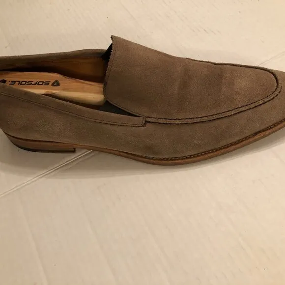Millburn co men's tan leather suede slip on loafers dress shoes  size: 11.5