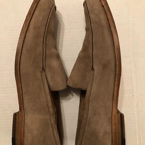 Millburn co men's tan leather suede slip on loafers dress shoes  size: 11.5