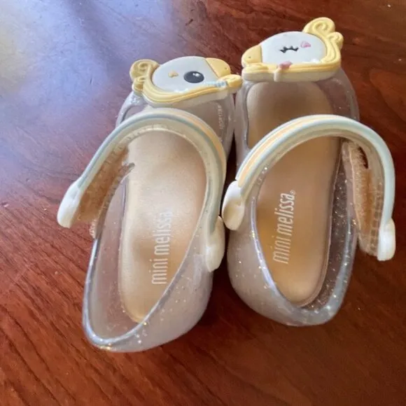 Mini Melissa Clear Glitter Unicorn Ballet Flats- Size Toddler 5
