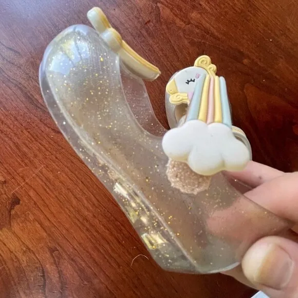 Mini Melissa Clear Glitter Unicorn Ballet Flats- Size Toddler 5