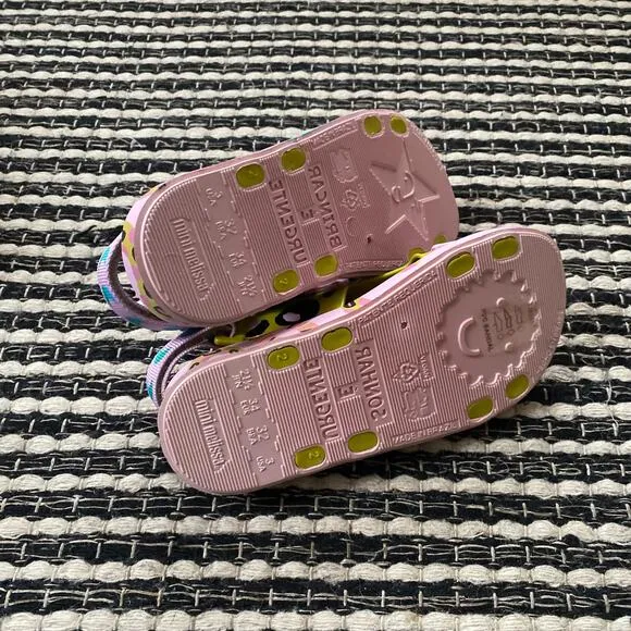 🌿Mini Melissa Girls Pink Multicolor Pingpong   Fabula  Flat Strappy Sandals 3