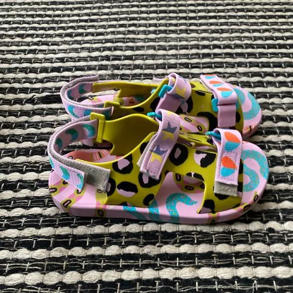 🌿Mini Melissa Girls Pink Multicolor Pingpong   Fabula  Flat Strappy Sandals 3