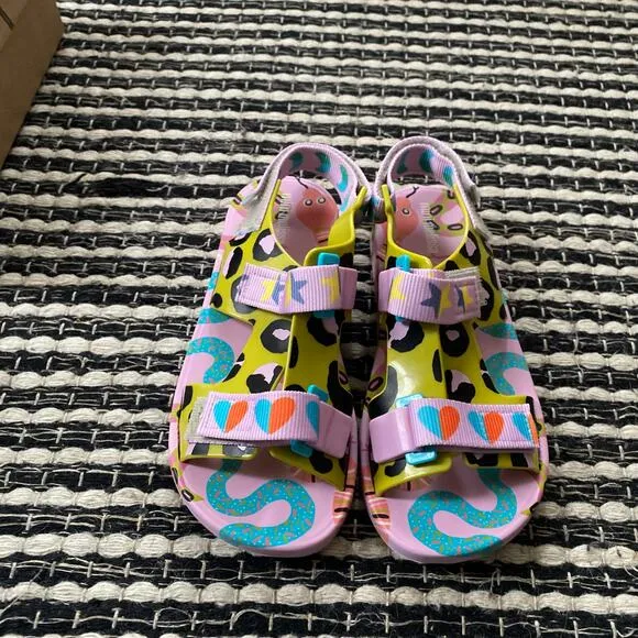 🌿Mini Melissa Girls Pink Multicolor Pingpong   Fabula  Flat Strappy Sandals 3