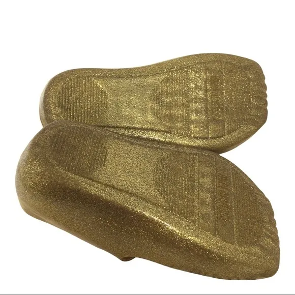 Mini Melissa Mary Jane Gold Sparkle Glitter Ballet Shoes