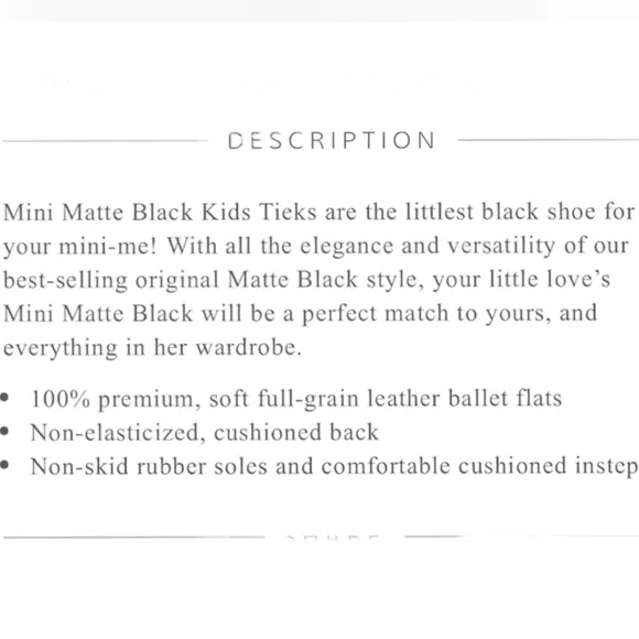 Mini Tieks Girl’s Size 13 Black Ballet Flats