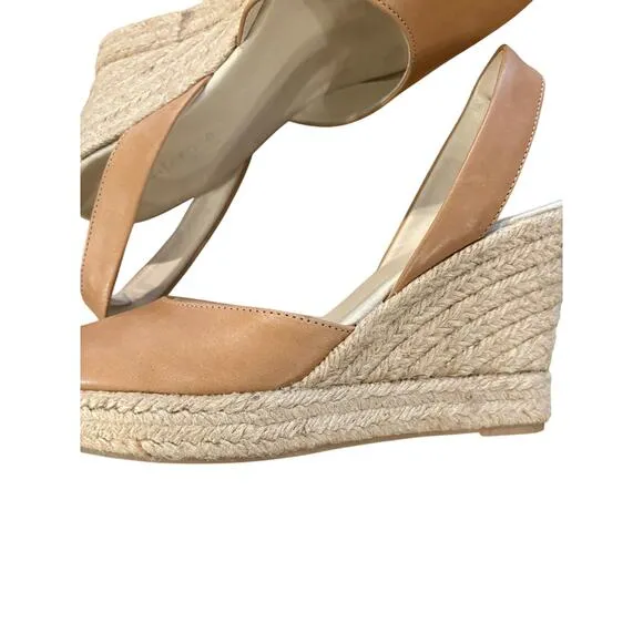 Mint &amp; Rose Menorca Ecru Leather Slingback Espadrilles 36/6