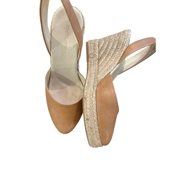 Mint &amp; Rose Menorca Ecru Leather Slingback Espadrilles 36/6