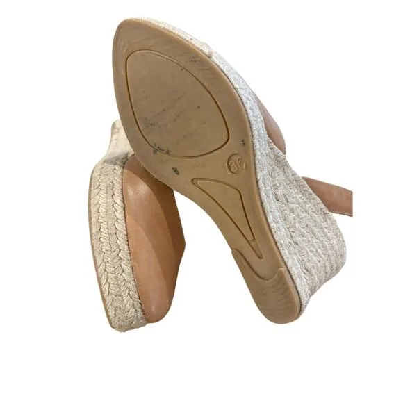 Mint &amp; Rose Menorca Ecru Leather Slingback Espadrilles 36/6