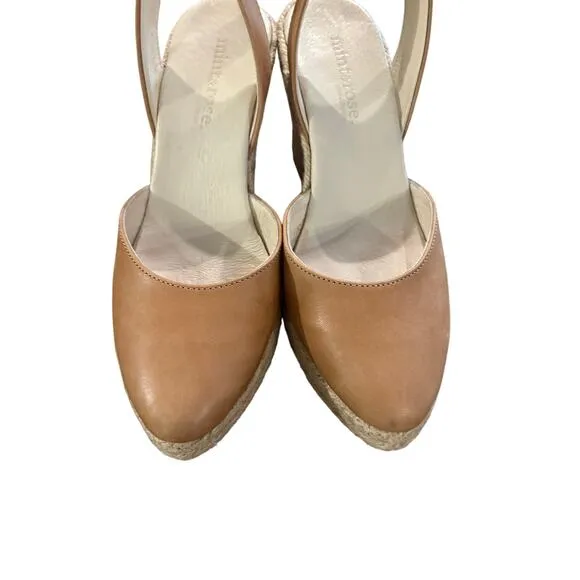 Mint &amp; Rose Menorca Ecru Leather Slingback Espadrilles 36/6
