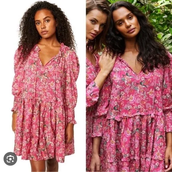 Misa Maya Mini Dress Falaise Floral Color: Pink Size S
