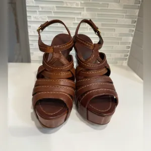 MiuMiu Brown Strappy Platform Sandals
