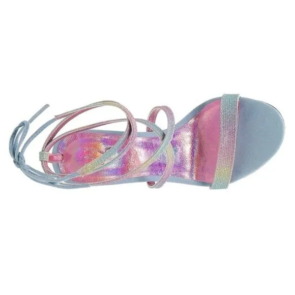 Mix No 6 Mesha Rainbow Sherbet Sparkle Tie Up Strappy Stiletto Heel Sandals