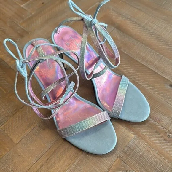 Mix No 6 Mesha Rainbow Sherbet Sparkle Tie Up Strappy Stiletto Heel Sandals