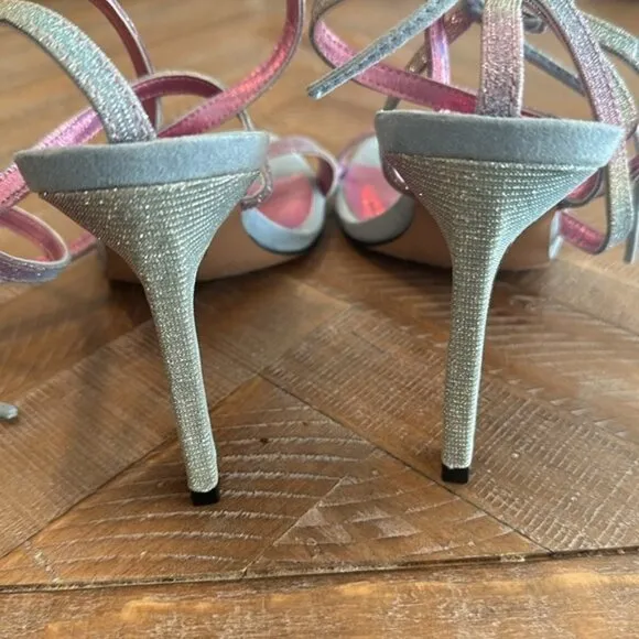 Mix No 6 Mesha Rainbow Sherbet Sparkle Tie Up Strappy Stiletto Heel Sandals