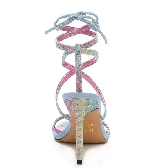 Mix No 6 Mesha Rainbow Sherbet Sparkle Tie Up Strappy Stiletto Heel Sandals