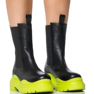 Miz Lime Bottom AZALEA WANG Ghosted Flatform Chelsea Rain Snow Boot 7 7.5 8.5