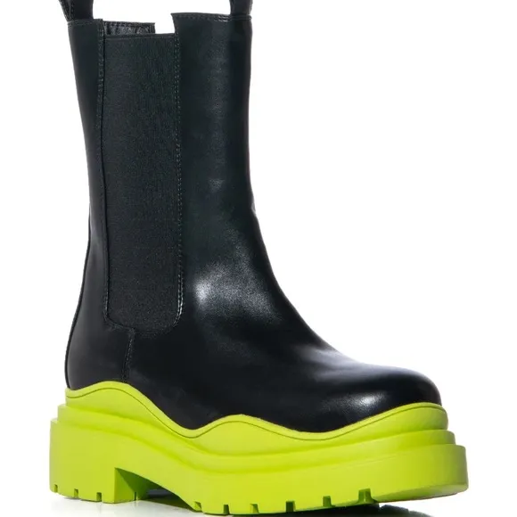 Miz Lime Bottom AZALEA WANG Ghosted Flatform Chelsea Rain Snow Boot 7 7.5 8.5