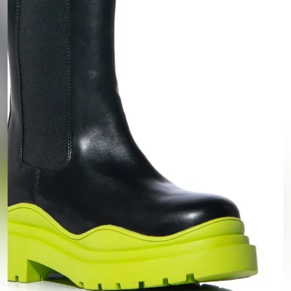 Miz Lime Bottom AZALEA WANG Ghosted Flatform Chelsea Rain Snow Boot 7 7.5 8.5
